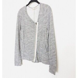 Nation LTD Zip Up Sweater Womens Size S Gray Asymmetrical Pockets Casual Neutral